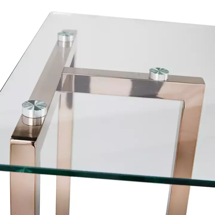 Champagne Iron and Glass Desk