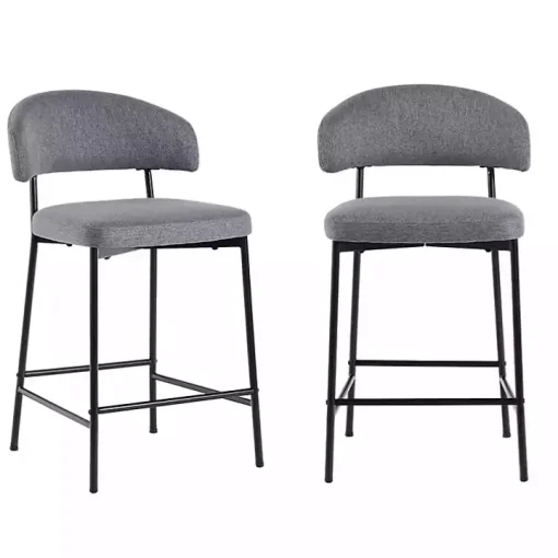 Charcoal and Black Curved Counter Stools, Set of 2