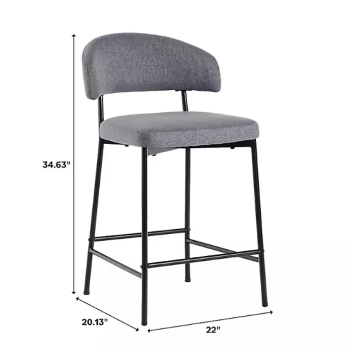 Charcoal and Black Curved Counter Stools, Set of 2