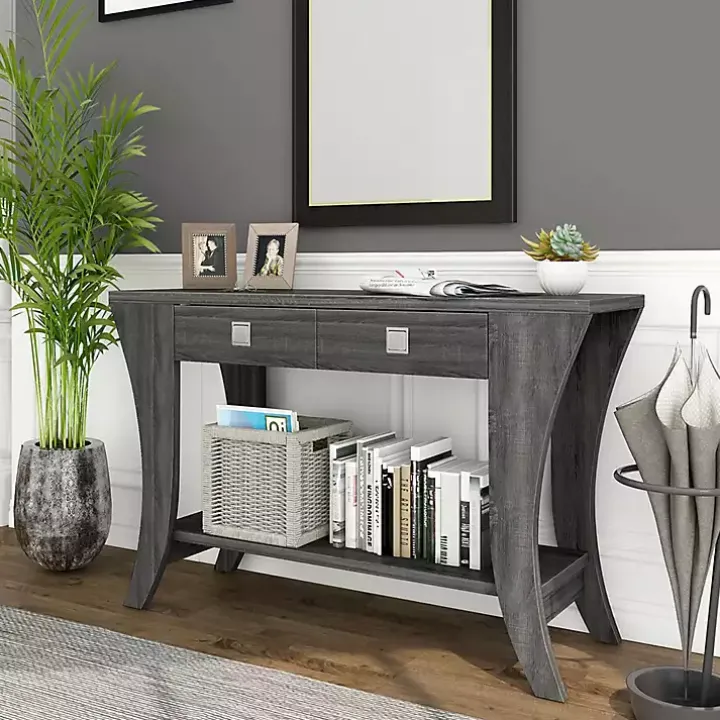 Charcoal Wood 2-Drawer Console Table