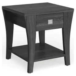 Charcoal Wood Single Drawer Side Table
