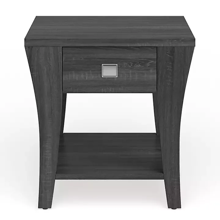 Charcoal Wood Single Drawer Side Table
