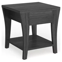 Charcoal Wood Single Drawer Side Table