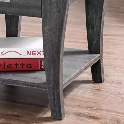 Charcoal Wood Single Drawer Side Table