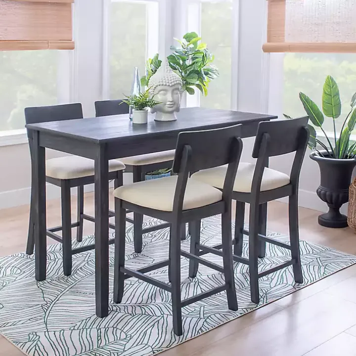 Charcoal Wood Upholstered 5-pc. Dining Set