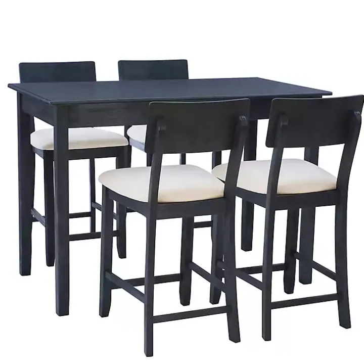 Charcoal Wood Upholstered 5-pc. Dining Set