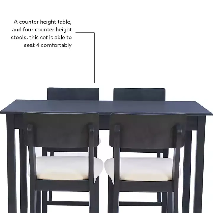 Charcoal Wood Upholstered 5-pc. Dining Set