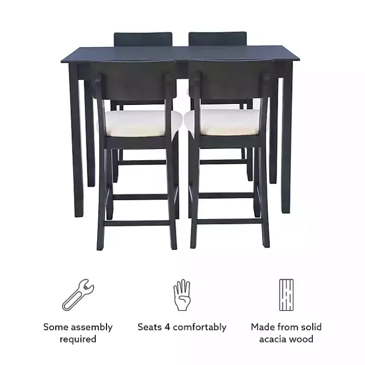 Charcoal Wood Upholstered 5-pc. Dining Set