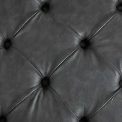 Charocal Button Tufted Leather Ottoman