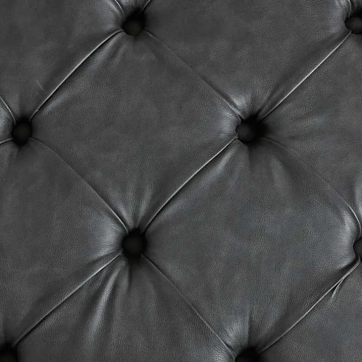 Charocal Button Tufted Leather Ottoman