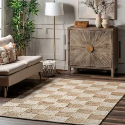 Checkered Jute Area Rug, 8x10