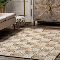 Checkered Jute Area Rug, 8x10