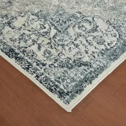 Cholet Ivory Blue Medallion Accent Rug, 2x3