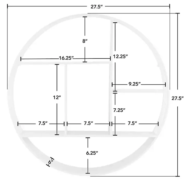 Circular Silver Open Sides Floating Shelf