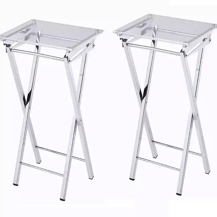 Clear Acrylic Folding TV Tray Tables, Set of 2