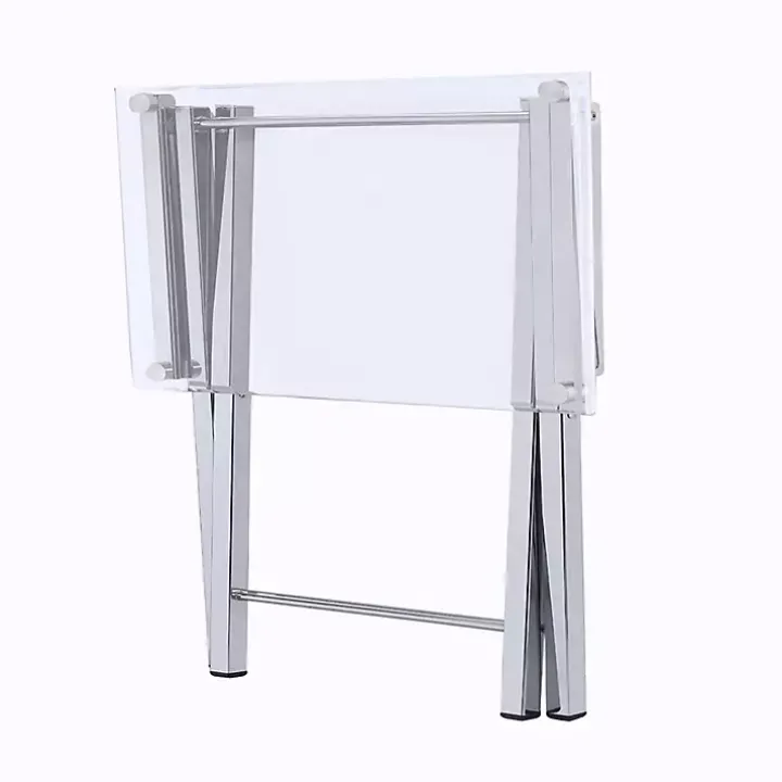Clear Acrylic Folding TV Tray Tables, Set of 2