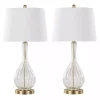 Clear Crackle Glass Penny Table Lamps, Set of 2