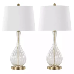 Clear Crackle Glass Penny Table Lamps, Set of 2