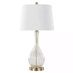 Clear Crackle Glass Penny Table Lamps, Set of 2