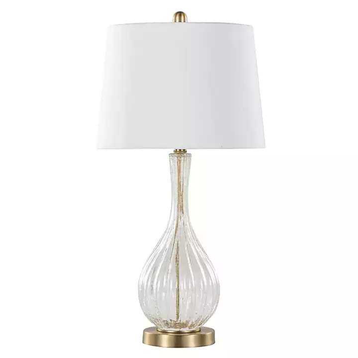Clear Crackle Glass Penny Table Lamps, Set of 2