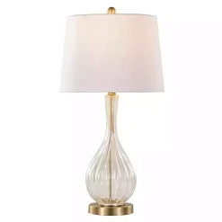 Clear Crackle Glass Penny Table Lamps, Set of 2