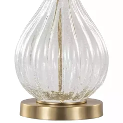 Clear Crackle Glass Penny Table Lamps, Set of 2