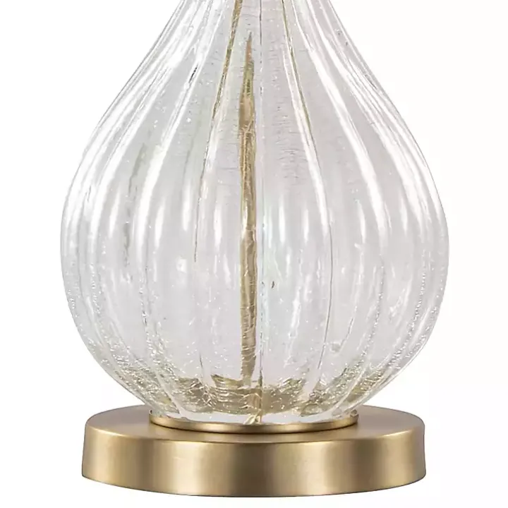Clear Crackle Glass Penny Table Lamps, Set of 2