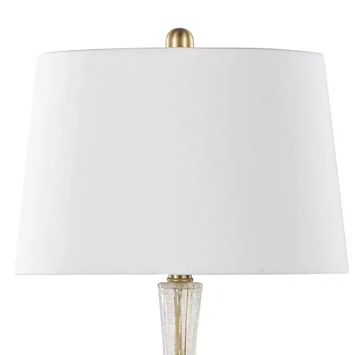 Clear Crackle Glass Penny Table Lamps, Set of 2