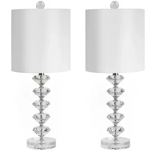 Clear Crystal Spindle Table Lamps, Set of 2