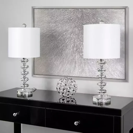 Clear Crystal Spindle Table Lamps, Set of 2