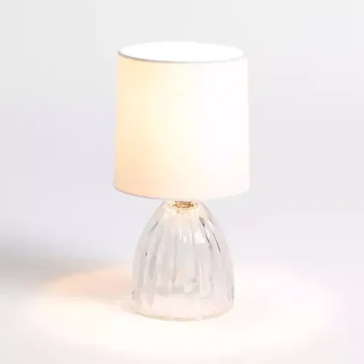 Clear Glass Ribbed Dome Mini Table Lamp