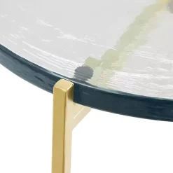 Clear Textured Glass & Gold Iron Accent Table