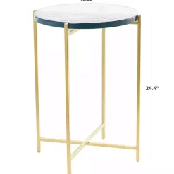 Clear Textured Glass & Gold Iron Accent Table