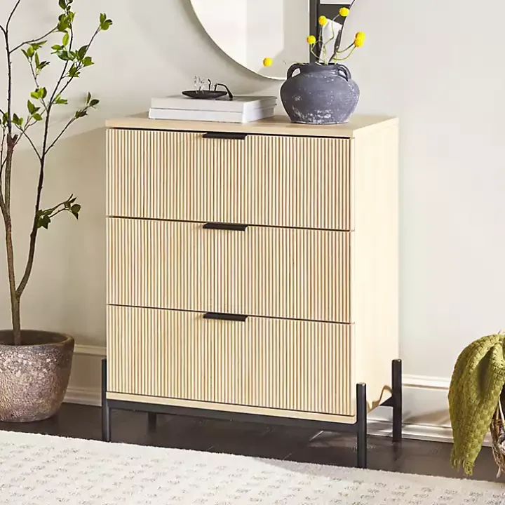 Coastal Oak Reeded 3-Drawer Dresser