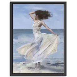 Coastal Woman in Dress Framed Canvas Art Print
