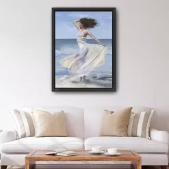 Coastal Woman in Dress Framed Canvas Art Print