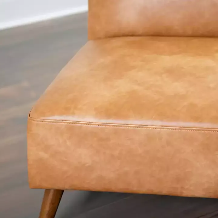 Cognac Faux Leather Accent Chair