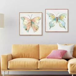 Colorful Butterfly Framed Canvas Prints, Set of 2