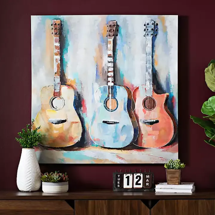 Colorful Guitars Canvas Art Print