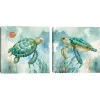 Coral Bay Sea Turtle Canvas Art Prints, Set of 2