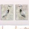 Crane at Dusk Giclee Canvas Art Prints, Set of 2