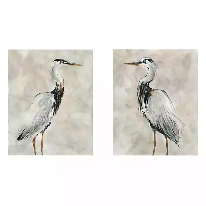 Crane at Dusk Giclee Canvas Art Prints, Set of 2
