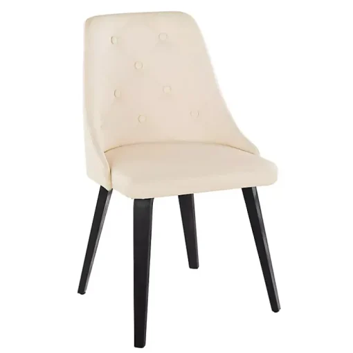 Cream & Black Faux Leather Dining Chairs, Set of 2