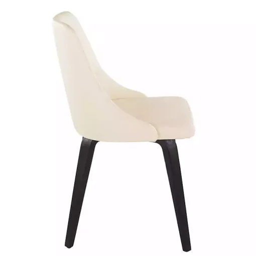 Cream & Black Faux Leather Dining Chairs, Set of 2