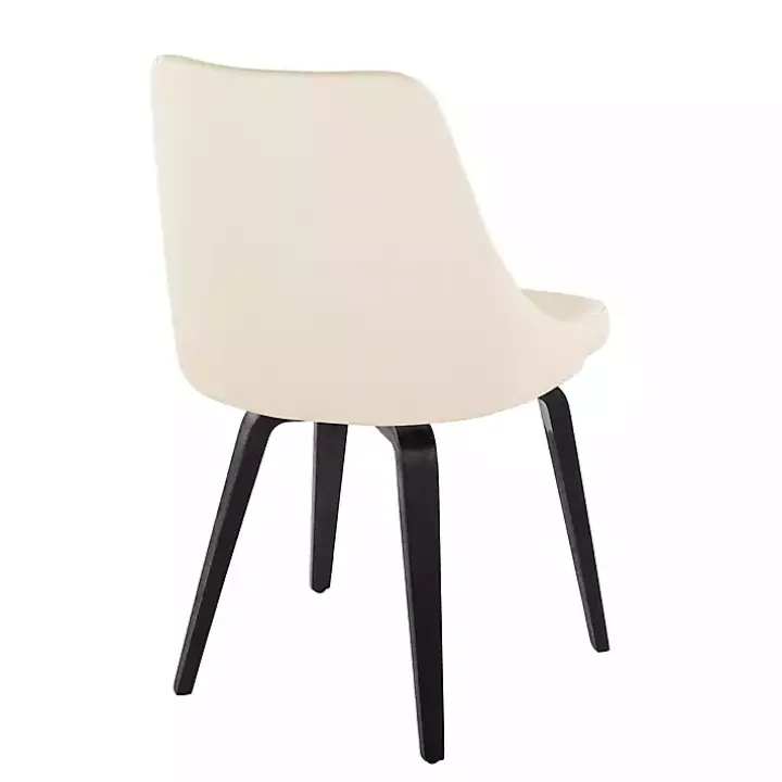 Cream & Black Faux Leather Dining Chairs, Set of 2