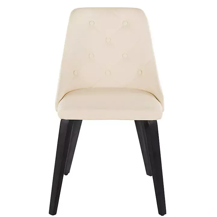 Cream & Black Faux Leather Dining Chairs, Set of 2