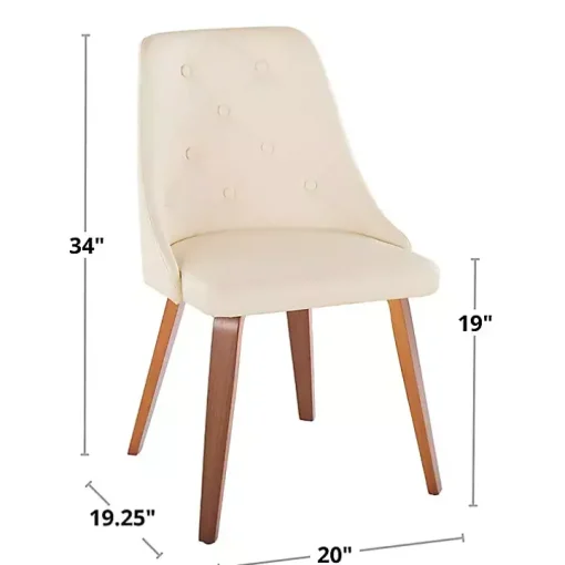 Cream & Black Faux Leather Dining Chairs, Set of 2