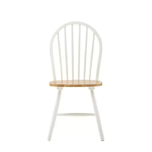 Cream & Natural Wooden Dining Chairs, Set of 2