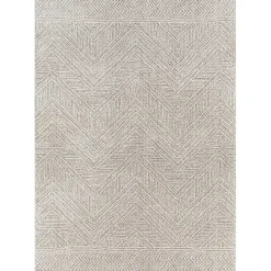 Cream and Gray Zig Zag Area Rug, 5x7