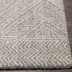 Cream and Gray Zig Zag Area Rug, 5x7